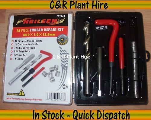 M10 X 1.0 X 13.5mm THREAD REPAIR KIT 15 PC HELICOIL