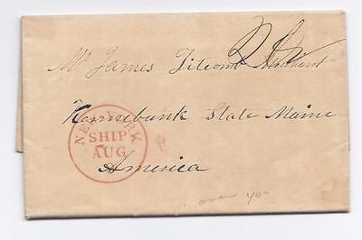 1838 Stampless Transatlantic Forwarder Cover W/Illustrated Shipping 