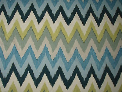 SCHUMACHER CURTAIN FABRIC DESIGN Adras Ikat Print 4 METRES SKY