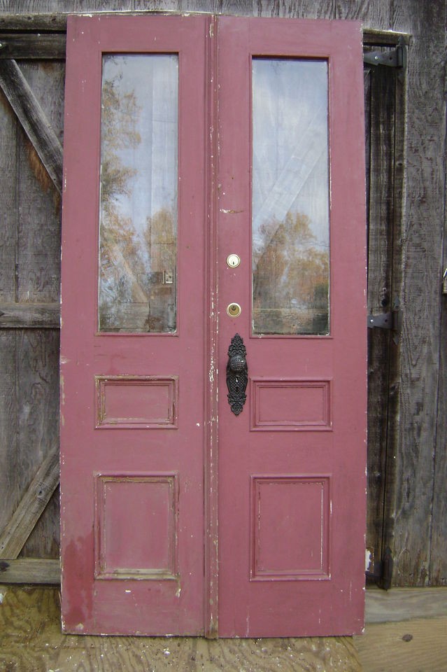   Victorian Double Entrance Entry Wood Exterior Front Doors Hardware