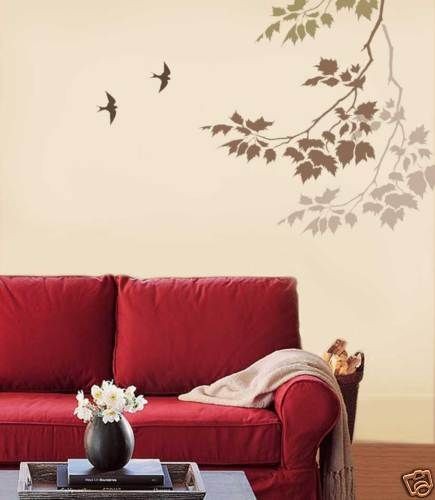 Wall Stencil Sycamore Reaching Branch, DIY Stencil for easy wall decor