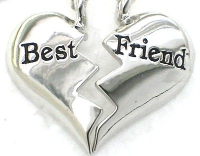 New ♥ BEST FRIEND ♥♥ Heart Silvertone 2 Pendant & 2 Necklaces 