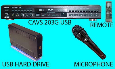 KARAOKE PLAYER CAVS 203 G USB MACHINE FREE HARD DRIVE 10K CDG SONGS 4 