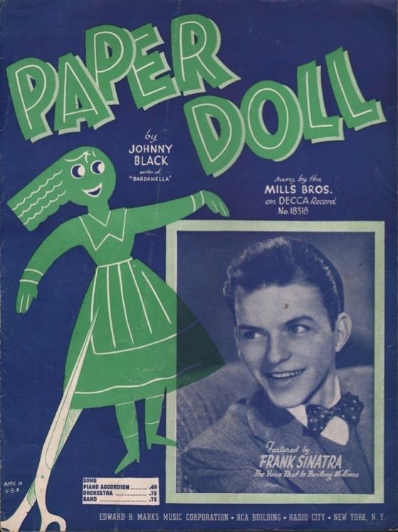 1943 FRANK SINATRA sheet music PAPER DOLL by Johnny Black / also by 