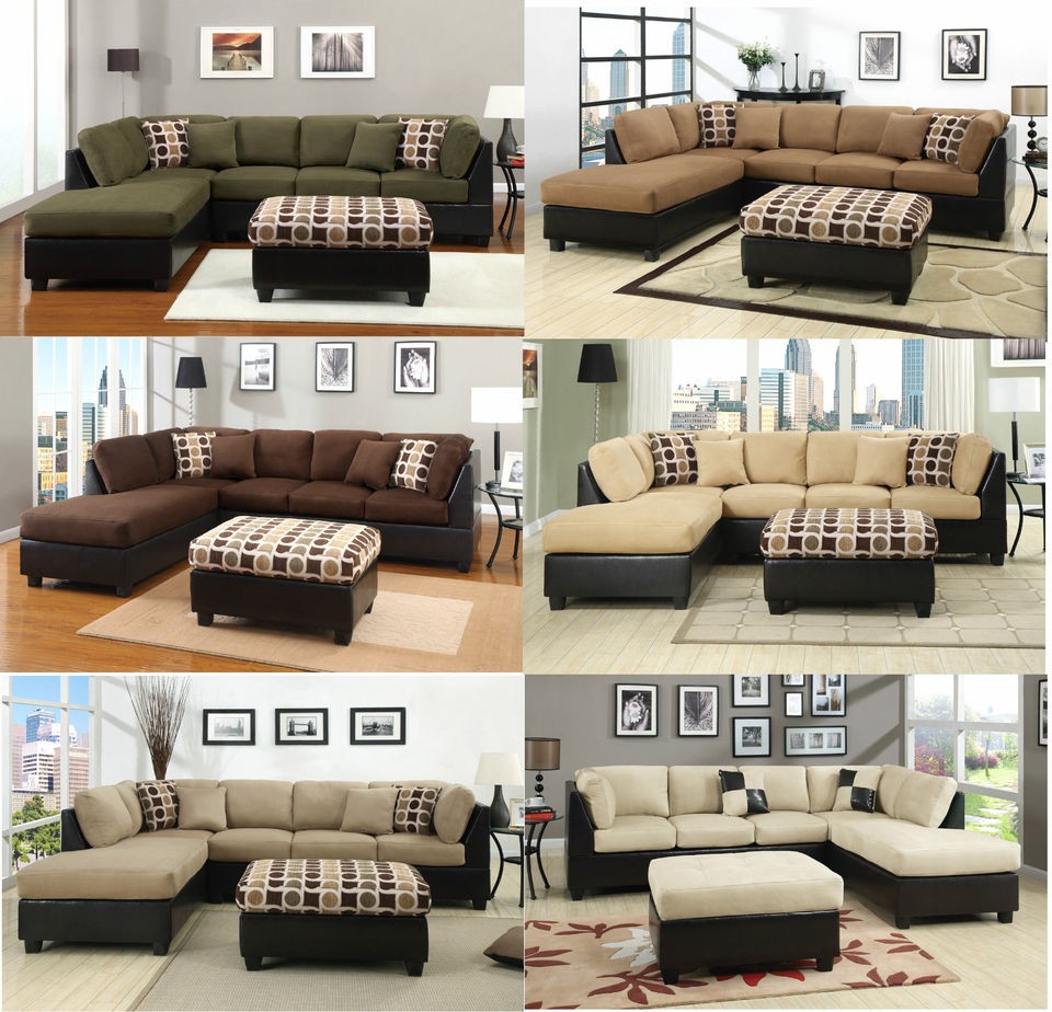 Sectional Sofa 3 pcs Sectional Couch in Microfiber Sectional sofas in 