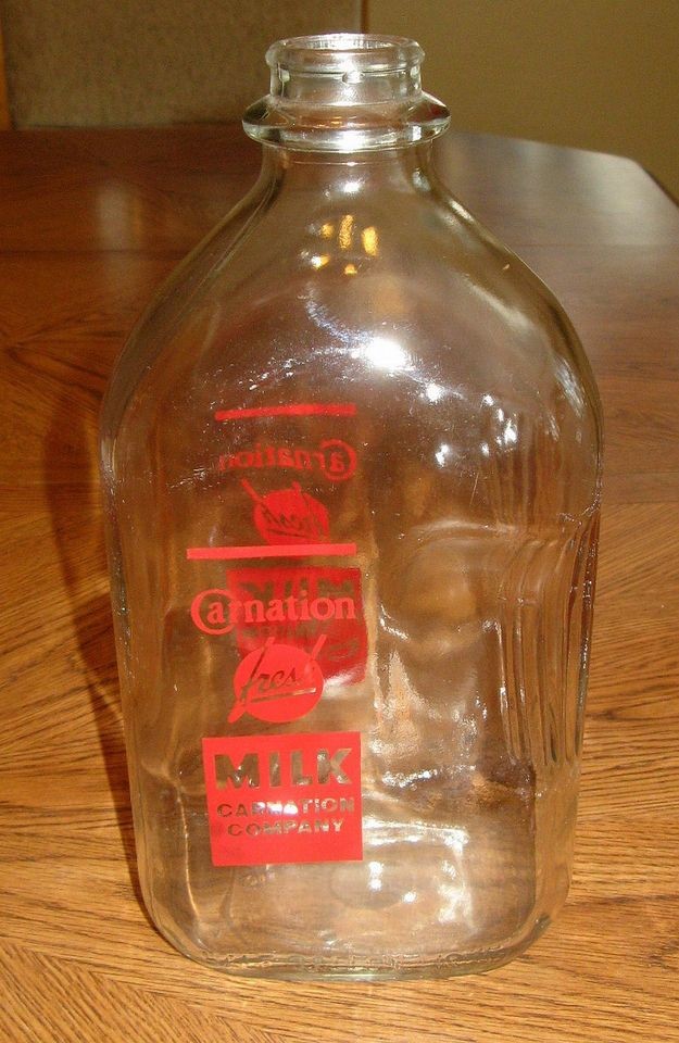   Carnation Half Gallon Milk Bottle   Clear 1/2 Gallon Old Milk Bottle