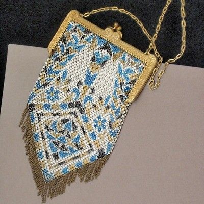 Mandalian Mesh & Fringe Evening Bag Multi Colors and Ornate Frame Art 