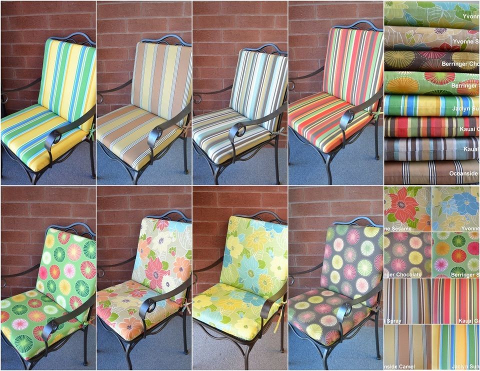 Outdoor Patio 19 SEAT w/ BACK Chair Rocker Cushion Stripe or 