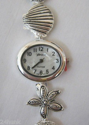 NEW Ladies GENEVA Watch  Seashell  Stainless Steel   Brighton Tin 