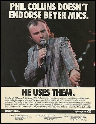 GENESIS PHIL COLLINS FOR BEYER M 88 MICS AD 8X11 MICROPHONES 