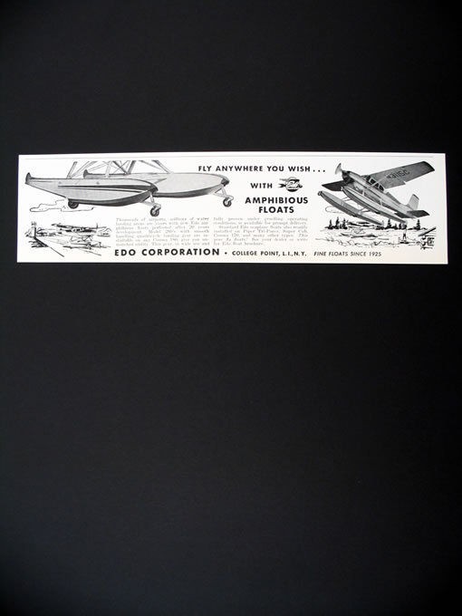 Edo Amphibious Airplane Aircraft Floats seaplane 1956 print Ad 