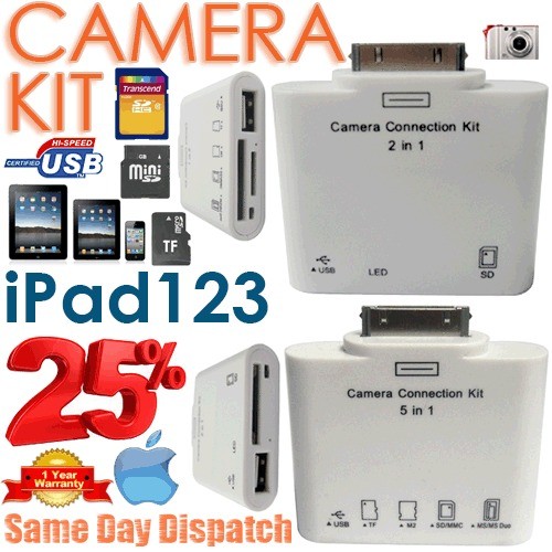 USB 2 5 Memory Stick SD TF MMC Card Reader Camera Connection KIT For 