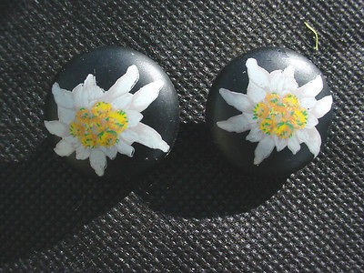   Lucite White Flower Edelweiss Clip Earrings Vintage 70s W.German