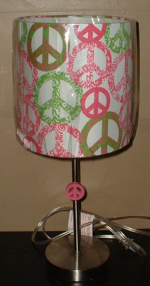   TABLE LAMP~TEEN PINK GREEN SHADE LIGHT~DORM~PUL​L CHAIN~GIRLS DECOR