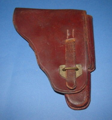 OLD VINTAGE GERMAN WW2 LUGER LEATHER BROWN RED HOLSTER