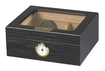 The Capri Glasstop 25 50 Cigar Black Glass Top Humidor