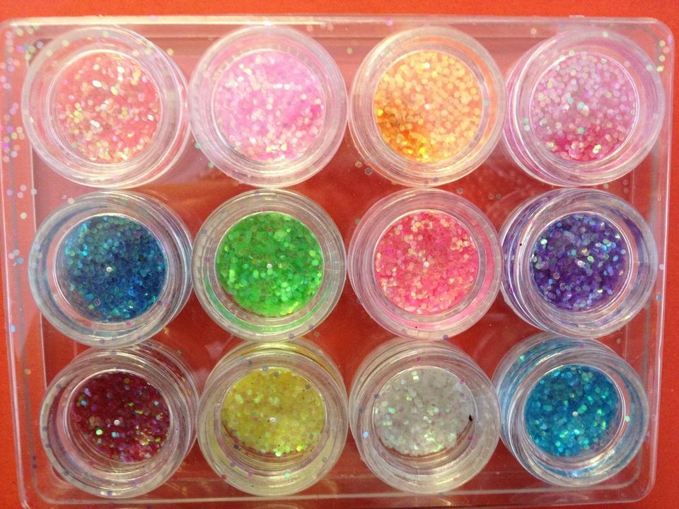 12 x Glitter Dust 4 NSI Shellac Bio Sculpture IBD Gelac NEW DIFFERENT 