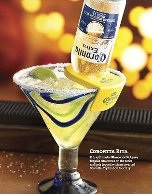   RITA BOTTLE HOLDERS HOLDS A CORONA IN YOUR MARGARITA GLASS YELLOW