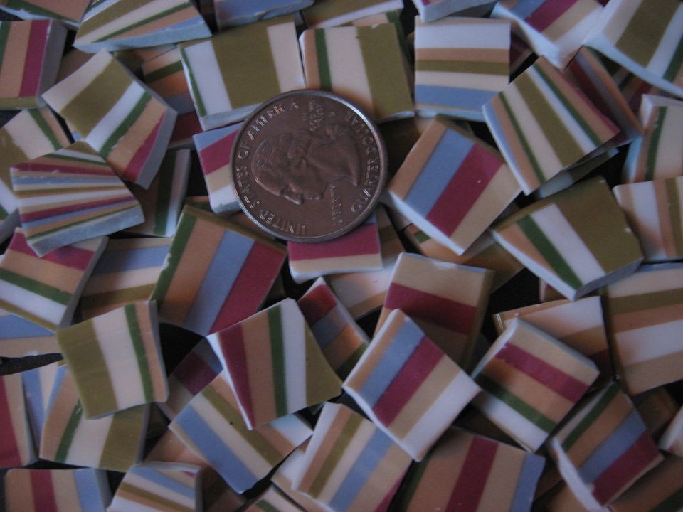 Laura Ashley Multi Colored Stripes Mosaic China Plate Tiles Tile