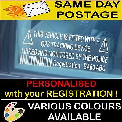 Car/Van/Vehicle Warning Sticker GPS Tracking with License Plate or Tag 