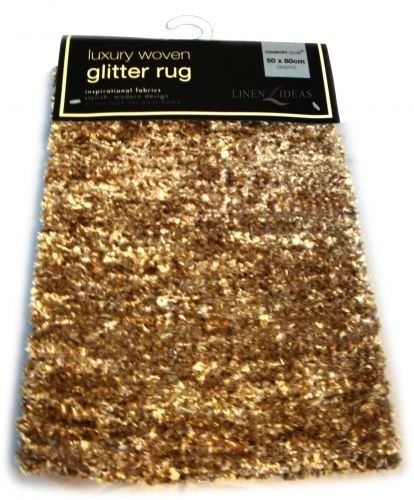 LUXURY WOVEN BROWN GLITTER FLOOR RUG MAT RUNNER ROOM DECOR 80 X 50 CM 