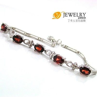 STUNNING 2.8ct Genuine Garnet Bracelet 925 Sterling Silver