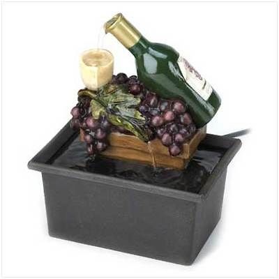 wine bottle grapes water fountain home decor