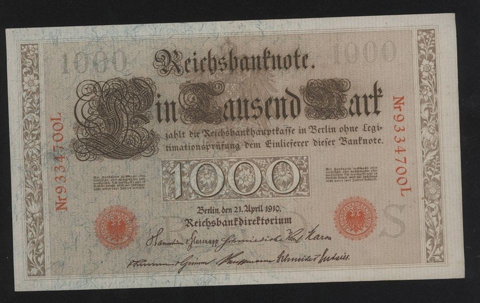 GERMANY  1910   Imperial Germany 1000 Mark Reichsbanknote