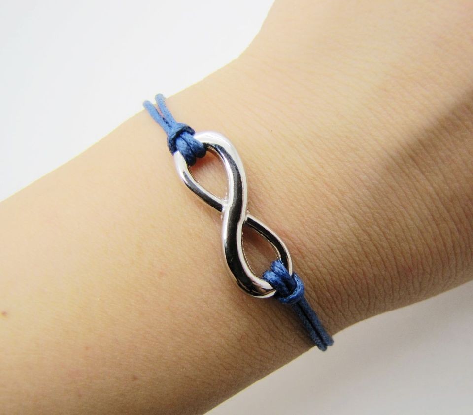   silvery infinity wish navy blue ropes bracelet women ropes bracelet
