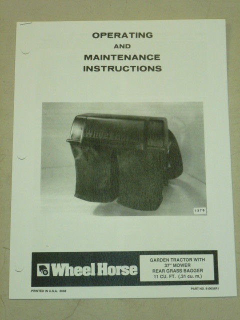 WHEEL HORSE GARDEN TRACTOR 37 REAR GRASS BAGGER MANUAL