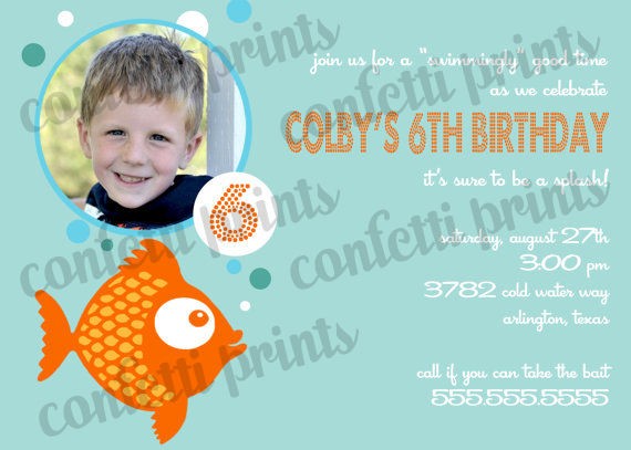   Breath Photo Birthday Invitation   Uprint Digital File Fish Guppies