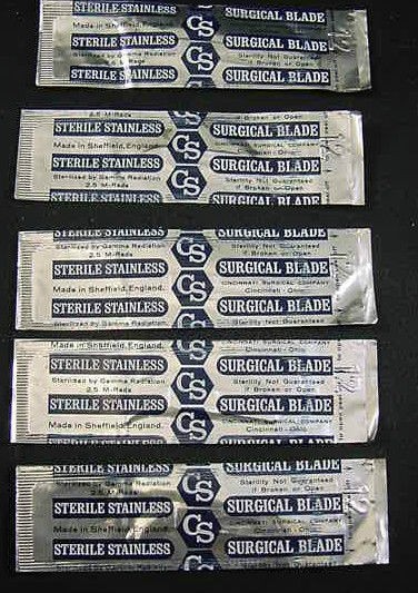Vintage CS, Cincinnatti Surgical Co. Sterile Blades, stainless 