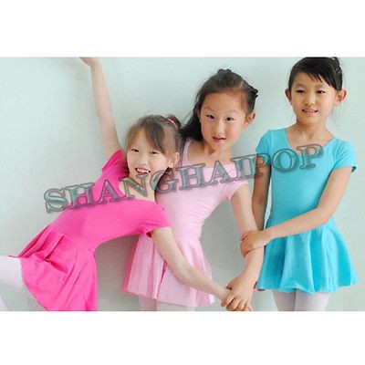   Ballet Costume Tutu Skirt Short Sleeve Gymnastics Leotard Dance Dress