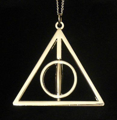 Harry Potter DEATHLY HALLOWS NECKLACE Spins Rotating Center Wizarding 