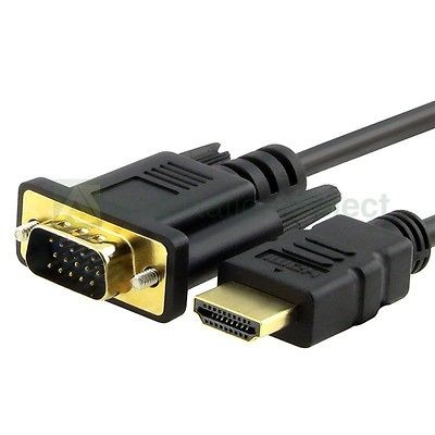 HDMI GOLD MALE TO VGA HD 15 MALE Cable 6FT 1.8M 1080P