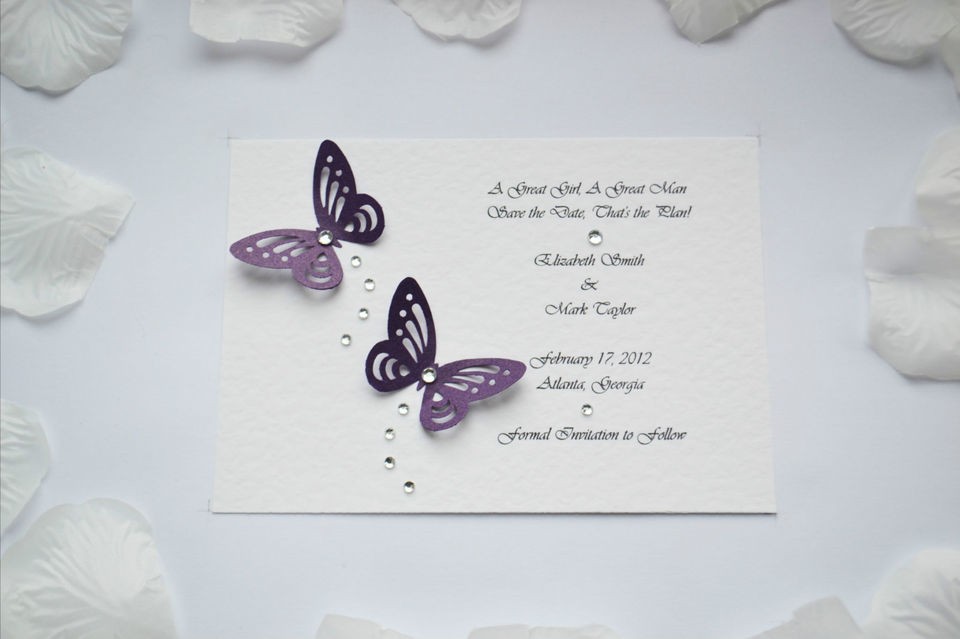 10 Personalised Handmade Butterfly Wedding Save The Date Cards 