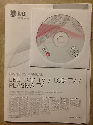 LG LED LCD Plasma TV Owners Manual MFL62882741 (1109 REV11) & CD ROM