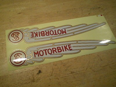   Mint Prewar Schwinn Approved Mens Motorbike Bicycle Horn Tank Decals