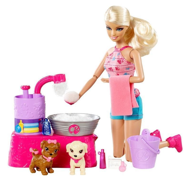 BARBIE === Suds and Hugs Pups Playset and Doll === MATTEL