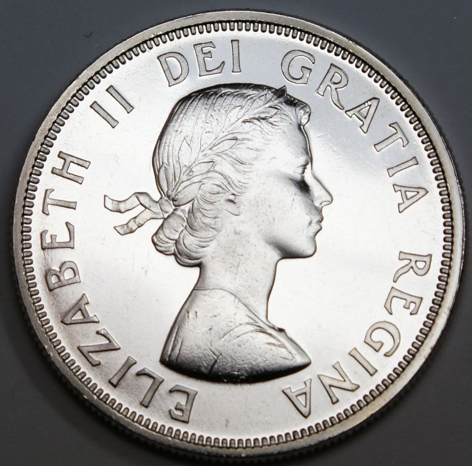 1964 CANADA SILVER DOLLAR COIN  CANADIAN CENTENNIAL SILVER COIN