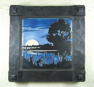 arts & crafts motawi marsh tile in wrought iron