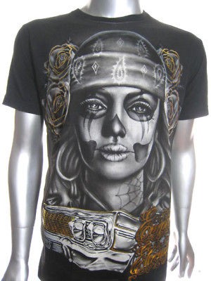 Warrior Gangsta Unit G Girl Sexy Pin Up Tattoo Art Hip Hop Mens T 