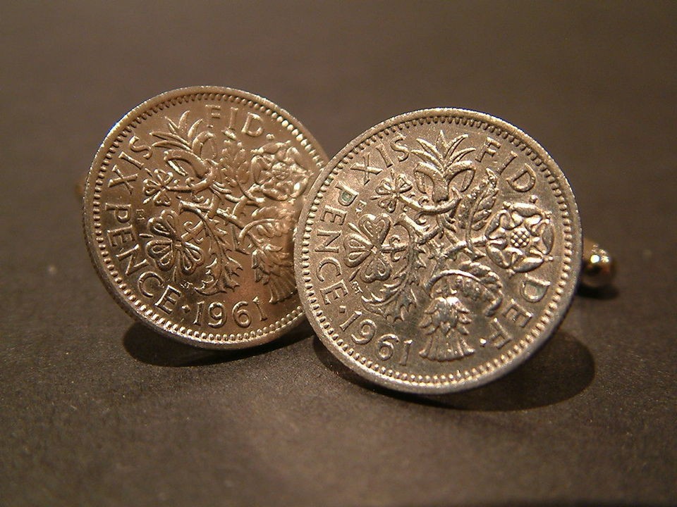 NEW BIRTHDAY CUFFLINKS WITH GENUINE SIXPENCE COINS