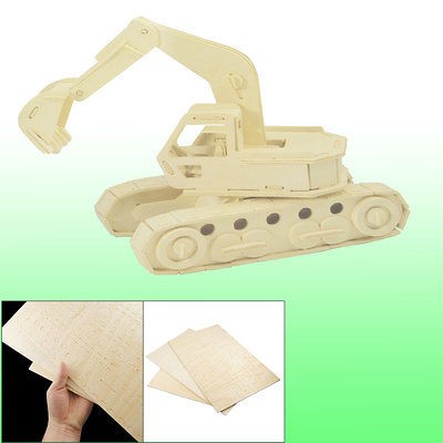 DIY Lover Wooden Assemble 3D Excavator Model Puzzle Toy Construction 