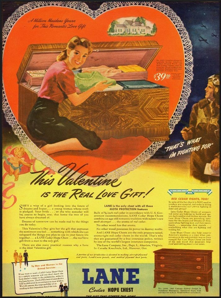 1944 Vintage magazine ad for Lane Cedar Hope Chest (092012)