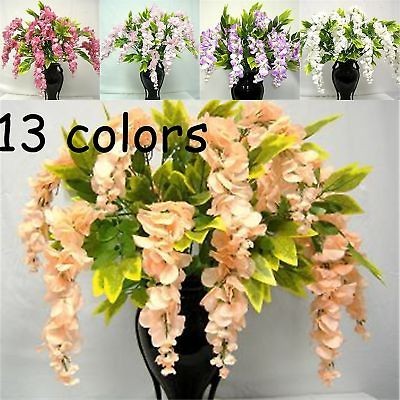 13 colors~ 3 Silk Wisteria Bush Artificial Flowers