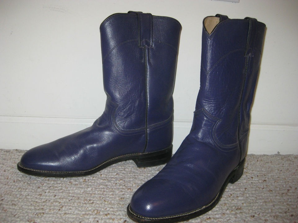 GORGEOUS PURPLE LEATHER JUSTIN COWBOY BOOTS SIZE 9 B EXCELLENT COND.