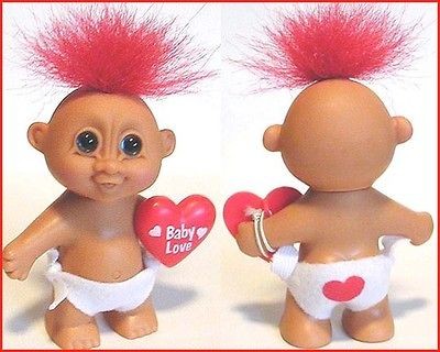 Russ BABY LOVE TROLL Red Hair Valentine HEART DIAPER Rare HTF Free 