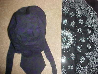 PURPLE BLACK Cotton Doo RAG &. BLACK Rhinestone BANDANA Very GOOD 