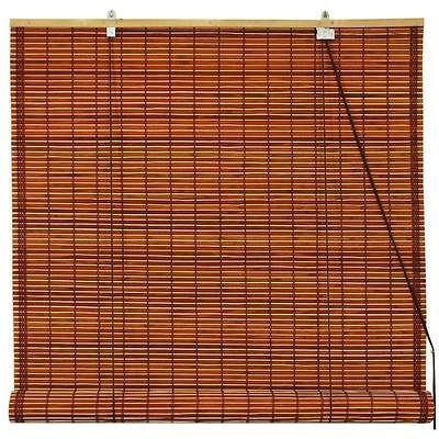 Oriental Furniture Burnt Bamboo Roll Up Blinds   Tortoise   72 Width